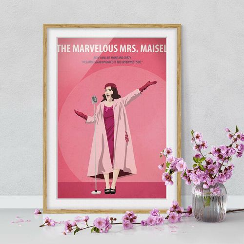 4064492317134 - Micasia - Bild mit Rahmen - Filmposter The Marvelous Mrs Maisel Größe HxB 24cm x 18cm Rahmen Eiche