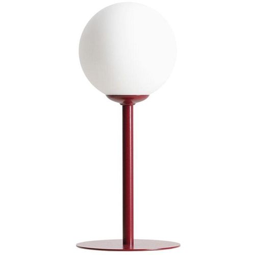 4255596684899 - Licht-erlebnisse - Tischleuchte Glas Metall E14 35 cm Rot Weiß rund Kugelschirm Modern - Rot Weiß