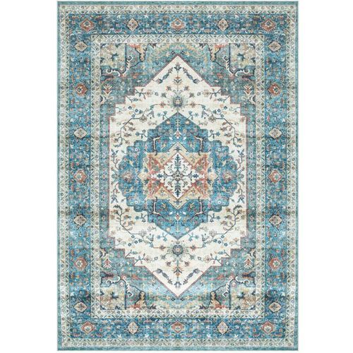 4055641957226 - - Waschbarer Teppich traditional 160 x 230 cm – türkis mehrfarbig - blau