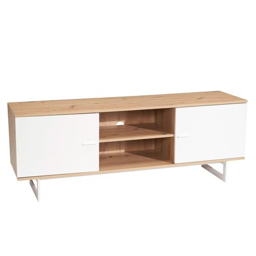 4251757713057 - Lowboard 150 cm TV Schrank Fernsehkommode Fernsehschrank Eiche Weiß