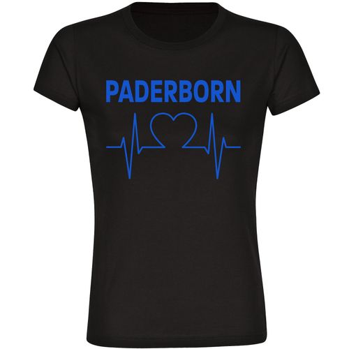 4068859040994 - multifanshop Damen T-Shirt - Paderborn - Herzschlag - Druck blau - Frauen