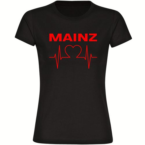 4068859114121 - multifanshop Damen T-Shirt - Mainz - Herzschlag - Druck rot - Frauen