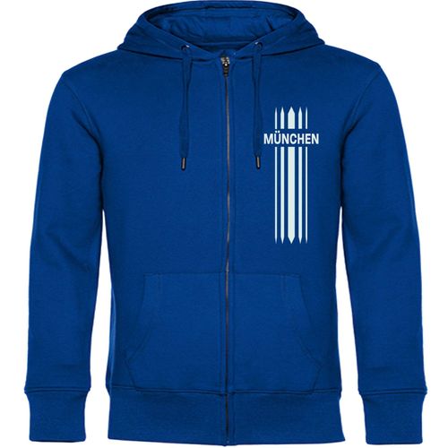 4068859049119 - multifanshop Kapuzen Sweatshirt Jacke - München blau - Streifen - Druck weiß - Sweat