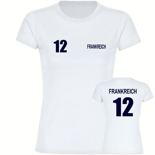 4068859308629 - multifanshop Damen T-Shirt - Frankreich - Trikot Nummer 12 - Druck navi - Frauen