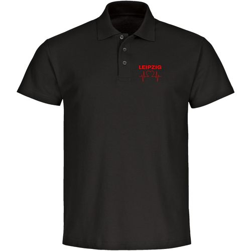 4068859112127 - multifanshop Poloshirt - Leipzig - Herzschlag - Druck rot - Polo