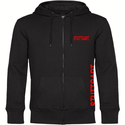 4068859088293 - multifanshop Kapuzen Sweatshirt Jacke - Stuttgart - Brust & Seite - Druck rot - Sweat