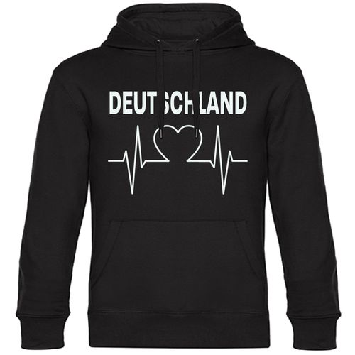 4068859263683 - multifanshop Kapuzen Sweatshirt - Deutschland - Herzschlag - Druck weiß - Hoodie