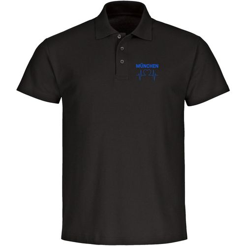 4068859040109 - multifanshop Poloshirt - München blau - Herzschlag - Druck blau - Polo