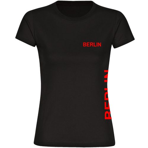 4068859072742 - multifanshop Damen T-Shirt - Berlin rot - Brust & Seite - Druck rot - Frauen