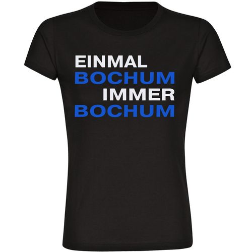 4068859057398 - multifanshop Damen T-Shirt - Bochum - Einmal Immer - Druck blau - Frauen