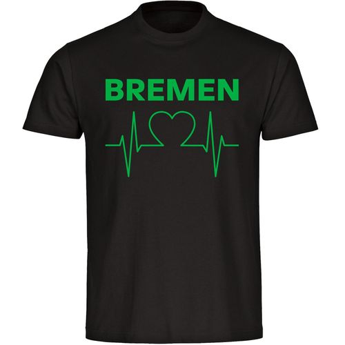4068859171803 - multifanshop Herren T-Shirt - Bremen - Herzschlag - Druck grün - Männer
