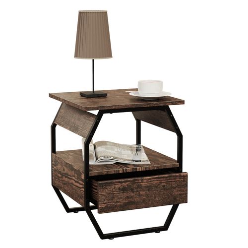 4051814440427 - Holz Metall Beistelltisch Couchtisch Sofatisch Wohnzimmertisch Kaffeetisch Aulari S