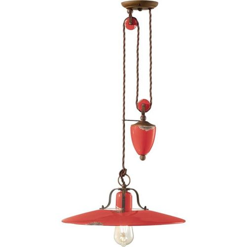 4255596707314 - Licht-erlebnisse - Hängeleuchte Keramik Metall E27 b 40 cm verstellbar Rostbraun Rot Shabby Antik Vintage Design - Rostbraun Rot Shabby Antik