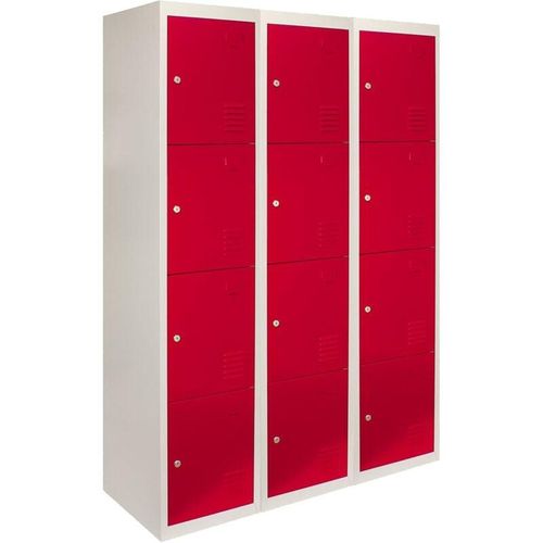 5055986166757 - MonsterShop - 3 x 4 -türiger Fächerschrank Umkleideschrank Schließfachschrank Spind Garderobenschrank Stahlspind Stahlschrank Aufbewahrungsschrank