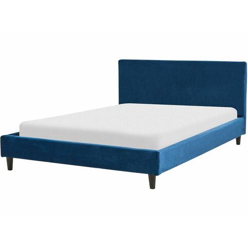 4255664836014 - Beliani - Polsterbett Dunkelblau Samtstoff Lattenrost 140x200 cm Abnehmbarer Bezug Modernes Design Doppelbett Schlafzimmer Kinderzimmer Ausstattung