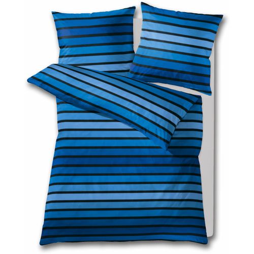 4004478147409 - Bettwäsche KLEINE WOLKE Neapel Gr B L 155 cm x 220 cm 1 St 1 St Mako-Satin B L 80 cm x 80 cm blau mit Streifen 4004478147409 - Bettwäsche KLEINE WOLKE Neapel Gr B L 155 cm x 220 cm 1 St 1 St Mako-Satin B L 80 cm x 80 cm blau mit Streifen