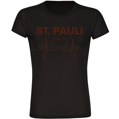 4068859193164 - multifanshop Damen T-Shirt - St Pauli - Herzschlag - Druck braun - Frauen 4068859193164 - multifanshop Damen T-Shirt - St Pauli - Herzschlag - Druck braun - Frauen