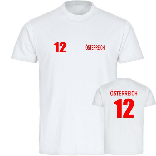 4068859464943 - multifanshop Kinder T-Shirt - Österreich - Trikot Nummer 12 - Druck rot - Kind