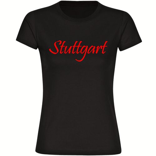 4068859162221 - multifanshop Damen T-Shirt - Stuttgart - Schriftzug - Druck rot - Frauen