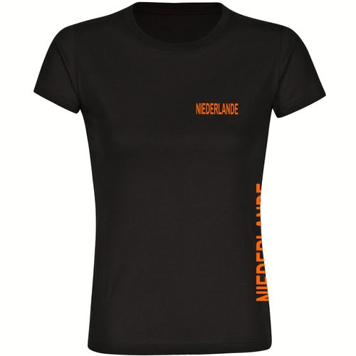 4068859458003 - multifanshop Damen T-Shirt - Niederlande - Brust & Seite - Druck orange - Frauen