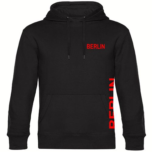 4068859073381 - multifanshop Kapuzen Sweatshirt - Berlin rot - Brust & Seite - Druck rot - Hoodie