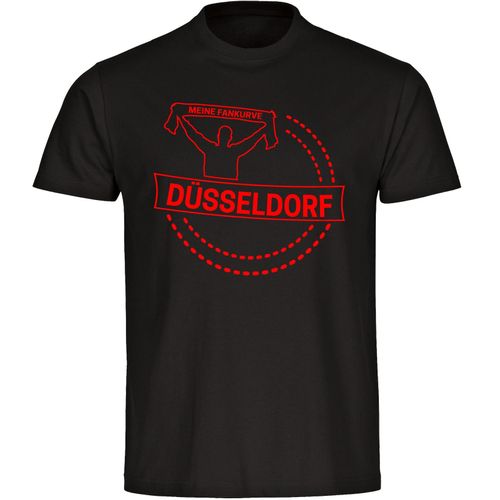 4068859134297 - multifanshop Herren T-Shirt - Düsseldorf - Meine Fankurve - Druck rot - Männer