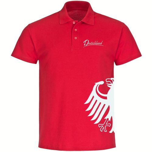 4068859407155 - multifanshop Poloshirt - Deutschland - Adler seitlich - Druck weiß - Polo