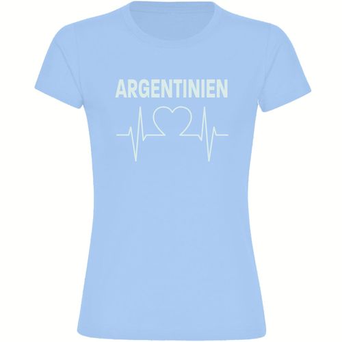 4068859273880 - multifanshop Damen T-Shirt - Argentinien - Herzschlag - Druck weiß - Frauen