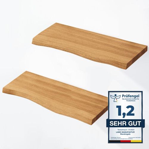 4064755205604 - 2 Stück Wandregal aus Holz mit unsichtbarer Befestigung 2x 42cm Wandregal aus 100 % echtem Holz Hängeregal für Wohnzimmer Wandregale set 2 Baumkante