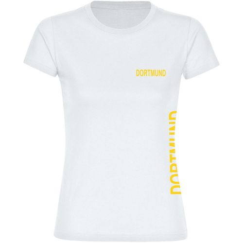 4068859186036 - multifanshop® Damen T-Shirt - Dortmund - Brust & Seite - Druck gelb - Frauen