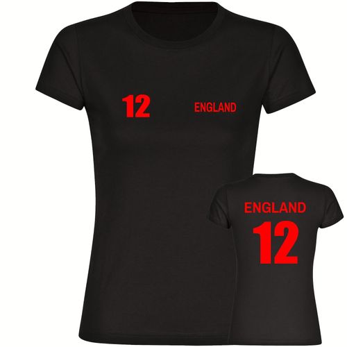 4068859218607 - multifanshop Damen T-Shirt - England - Trikot Nummer 12 - Druck rot - Frauen