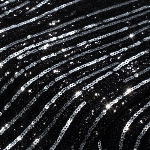 4058896336921 - Paillettenstoff Linien schwarz silber