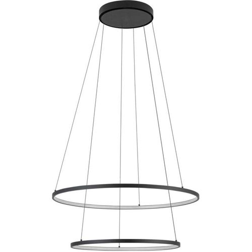 4255596662200 - Hängelampe led Aluminium Metall ø 60 cm rund h max 140 cm Schwarz warmweiß 3000 k 1200 lm Modern