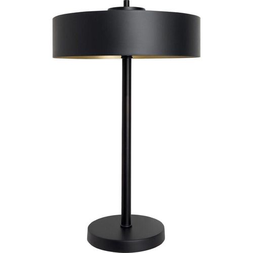 4255596681225 - Tischlampe Echt-Messing Eisen d 30 cm 49 cm hoch in Schwarz matt Gold E14 2-flammig rund