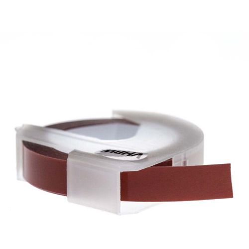 4069099512647 - 1x 3D Prägeband-Schriftband-Kassette Ersatz für Dymo 0898180 520101 S0898180 für Etiketten-Drucker 3m x 9mm Weiß auf Kastanienbraun - Vhbw