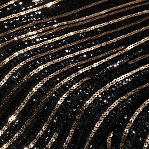 4058896336938 - Paillettenstoff Linien schwarz gold