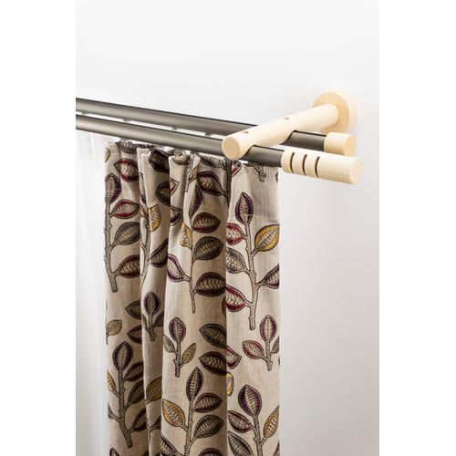 9002777409247 - Gardinenstange GARESA PEMPIA Gardinenstangen Gr L 390 cm Ø 20 mm 2 läufig beige (mattchromfarben natur) Kinder Gardinenstangen für VorhanggarniturInnenlaufgarnitur verlängerbar Knopf mAusschnitte