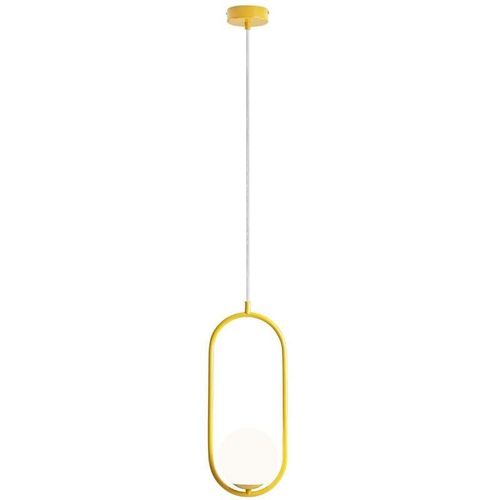 4255596683359 - Licht-erlebnisse - Hängelampe Metall Glas h max 200 cm Gelb Weiß E14 Kugel Schirm Modern 4255596683359 - Licht-erlebnisse - Hängelampe Metall Glas h max 200 cm Gelb Weiß E14 Kugel Schirm Modern
