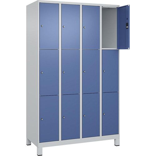 4066681682009 - 3er-Schließfachschrank Classic PLUS 4 Abteile lichtgrau fernblau B 1200 mm 12 Fächer mit Füßen 4066681682009 - 3er-Schließfachschrank Classic PLUS 4 Abteile lichtgrau fernblau B 1200 mm 12 Fächer mit Füßen