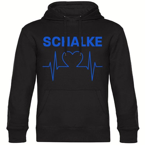 4068859005245 - multifanshop Kapuzen Sweatshirt - Schalke - Herzschlag - Druck blau - Hoodie