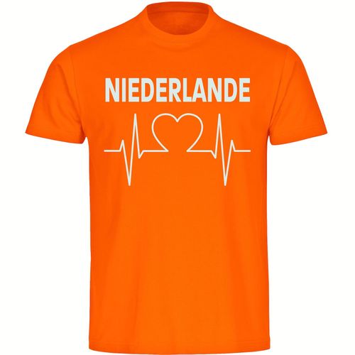 4068859458430 - multifanshop Herren T-Shirt - Niederlande - Herzschlag - Druck weiß - Männer