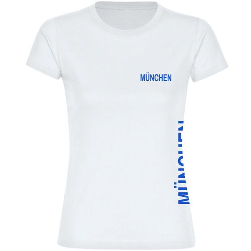 4068859021825 - multifanshop Damen T-Shirt - München blau - Brust & Seite - Druck blau - Frauen