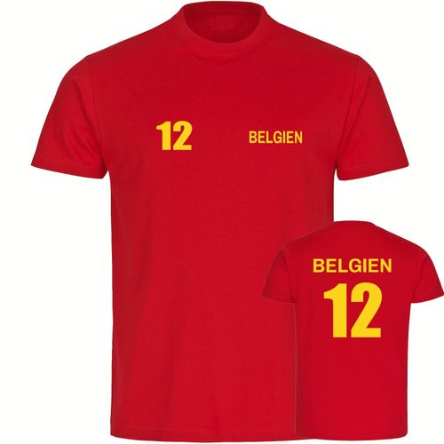 4068859283117 - multifanshop Kinder T-Shirt - Belgien - Trikot Nummer 12 - Druck gelb - Kind