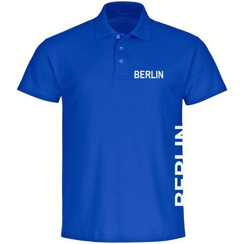 4068859013622 - multifanshop Poloshirt - Berlin blau - Brust & Seite - Druck weiß - Polo