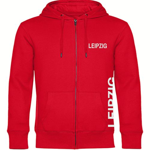 4068859082208 - multifanshop Kapuzen Sweatshirt Jacke - Leipzig - Brust & Seite - Druck weiß - Sweat