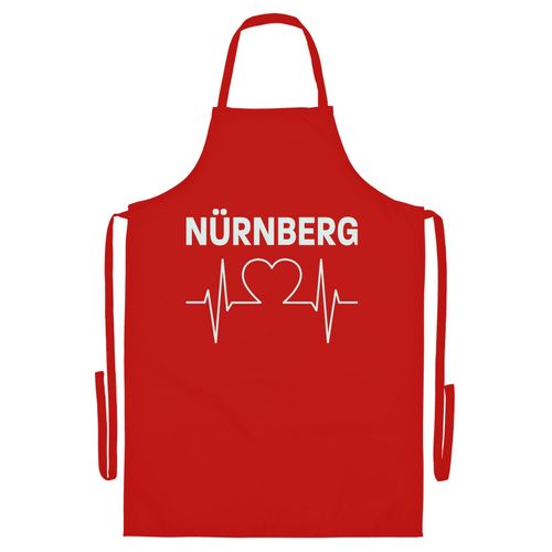4068859117344 - multifanshop Grillschürze - Nürnberg - Herzschlag - Druck weiß - Schürze