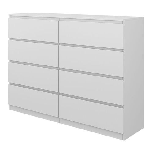 4066731351114 - Kommode Calisto Weiß 138 x 1015 cm mit 8 Schubfächer Sideboard Schrank