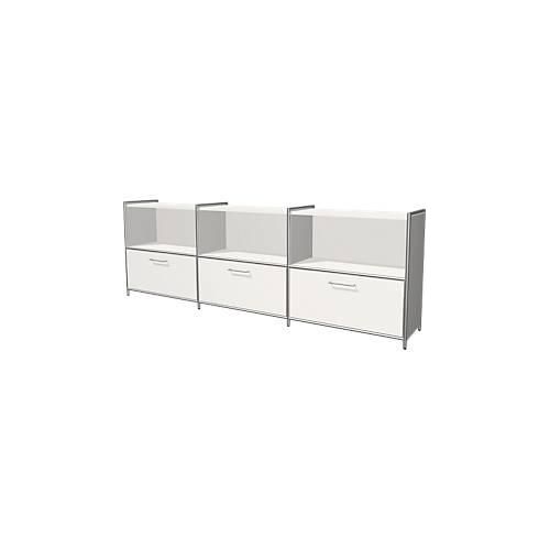 4044917429529 - Sideboard Toledo mit Sichtrückwand 3 Schübe 3 Fächer 2 OH B 2360 x T 380 mm weiß