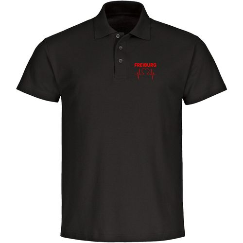 4068859107550 - multifanshop Poloshirt - Freiburg - Herzschlag - Druck rot - Polo 4068859107550 - multifanshop Poloshirt - Freiburg - Herzschlag - Druck rot - Polo