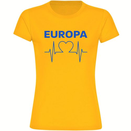 4068859303761 - multifanshop Damen T-Shirt - Europa - Herzschlag - Druck blau - Frauen